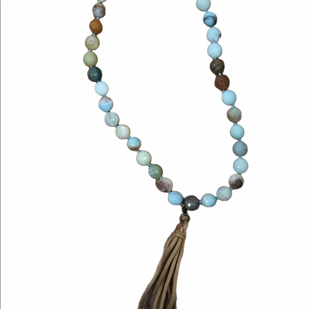 Necklace | Turquoise Shades Beads Leather